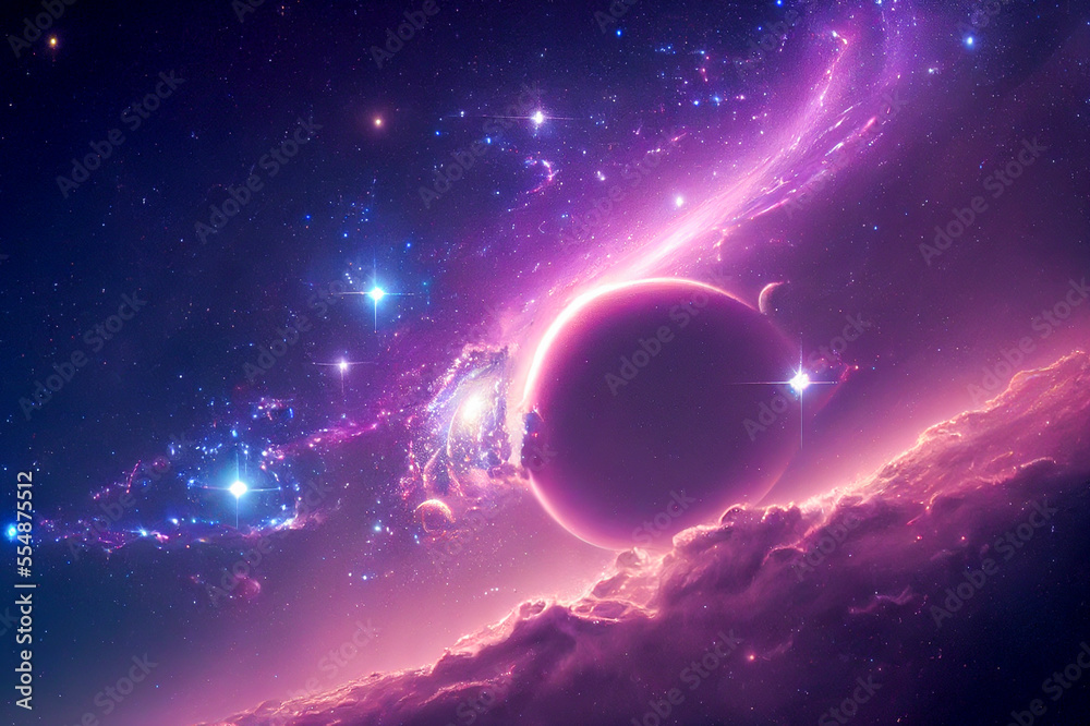 Fantasy space sky with beautiful stars and galaxies, generative ai illustration Fantasy space sky with beautiful stars and galaxies, generative ai illustration