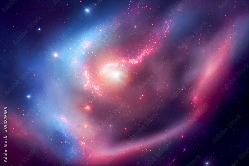 Fantasy space sky with beautiful stars and galaxies, generative ai illustration Fantasy space sky with beautiful stars and galaxies, generative ai illustration