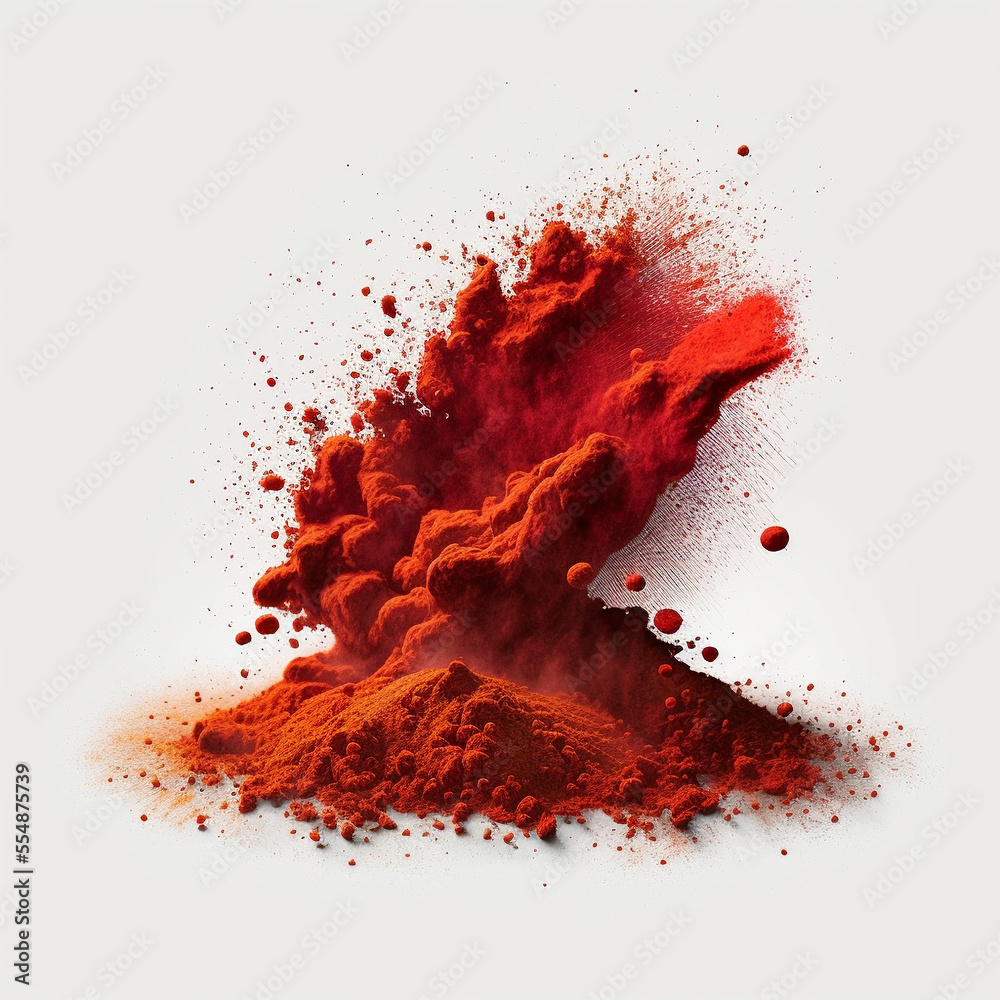 Flying spice red pepper on white background - Generated by Generative AI Flying spice red pepper on white background - Generated by Generative AI