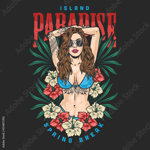 Hot bikini girl colorful flyer