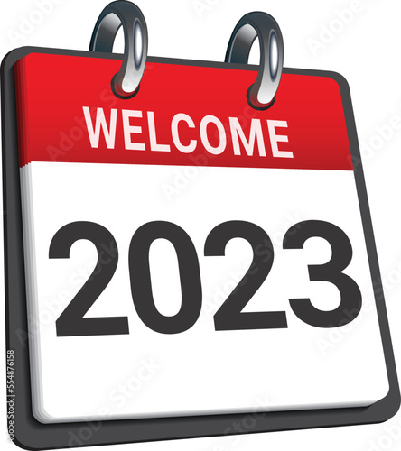 Close up of first day of the year 2023 on calendar. New year is the first day of the year in the Gregorian calendar.