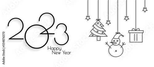 2023 Happy New Year and Merry Christmas, 2023 Typography, Christmas Decoration Design Elements photo