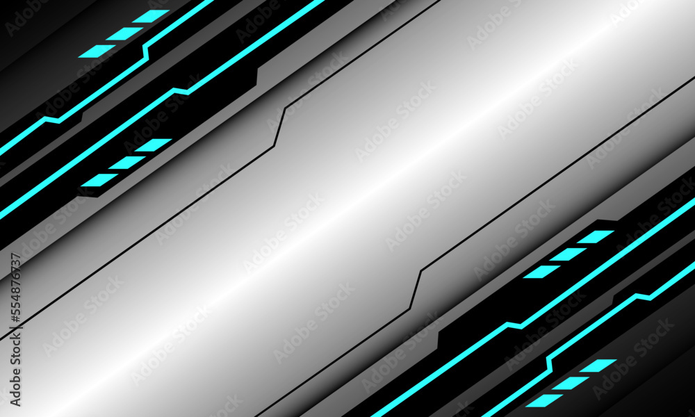 Abstract black circuit blue light cyber geometric slash on silver design modern technology futuristic background vector Abstract black circuit blue light cyber geometric slash on silver design modern technology futuristic background vector