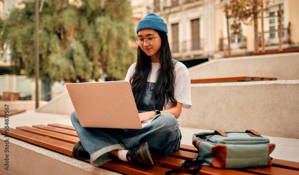 custom made wallpaper toronto digitalAsian female tourist student on city streets