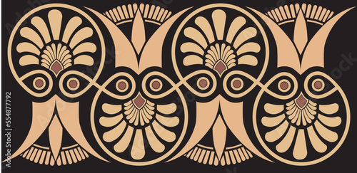Greek Borders. Greek seamless pattern. Ornamental border background. Repeat modern ornament. Tribal ethnic style isolated design on white. Abstract patterned ornate backdrop. Greek key, meanders.
