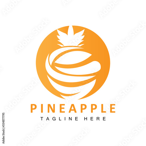 Pineapple Logo Design, Fresh Fruit Vector, Plantation Illustration, Fruit Product Brand Label