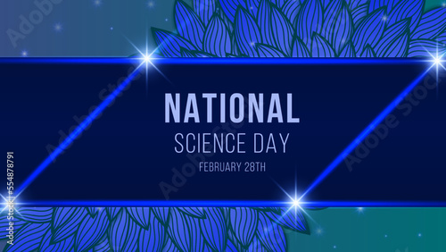 National Science day blue background design with doodle and space