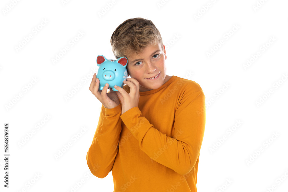 Blonde teenager boy with yellow t-shirt Blonde teenager boy with yellow t-shirt