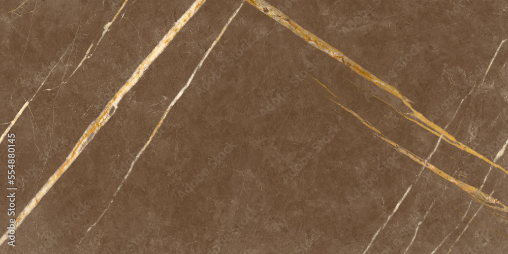 Brown marble texture background with golden vines on surface. Abstract marble pattern for ceramic slab tile, flooring and parking. limestone or Closeup surface grunge stone texture.