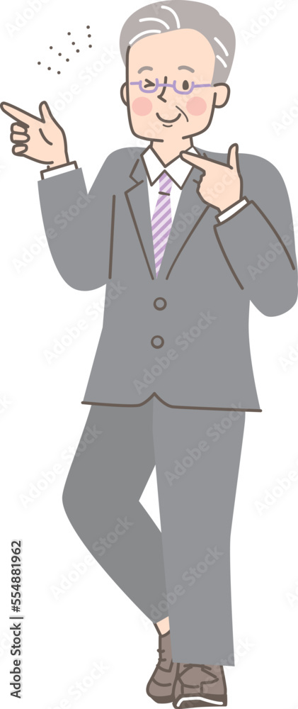 スーツを着た笑顔のシニア男性のイラスト素材 スーツを着た笑顔のシニア男性のイラスト素材