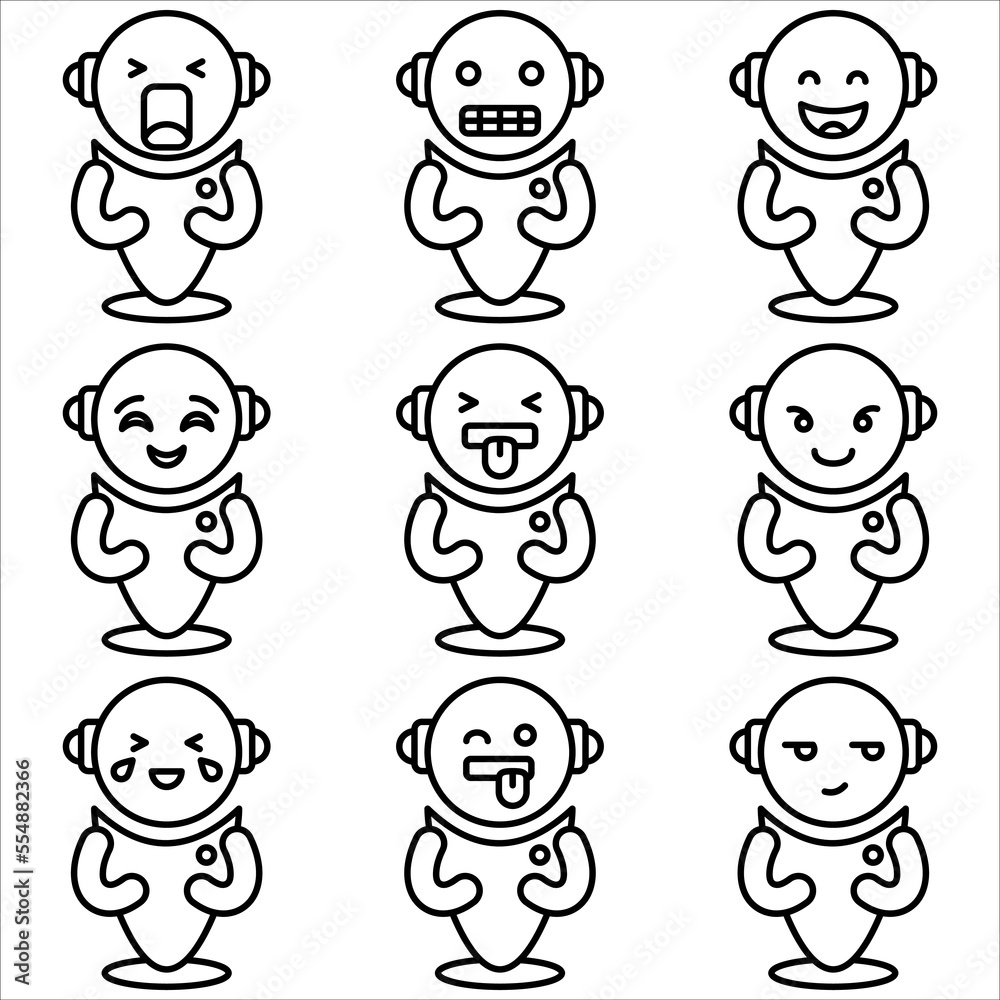 Emoji robot outline style part sixteen