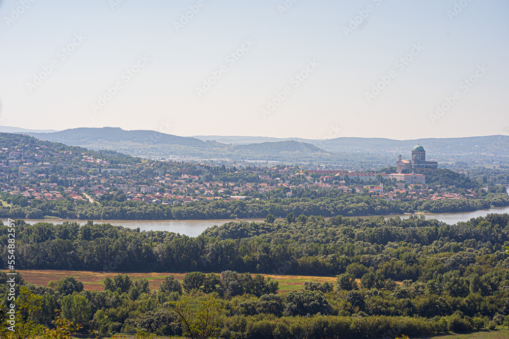 Bend in the Danube River with Esztergom / Ostrihom