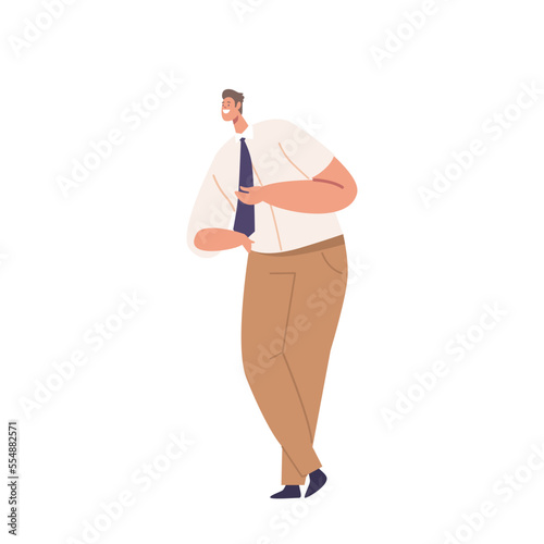 Single Male Character Wear Formal Shirt, Tie and Trousers Isolated on White Background. Adult Fashioned Business Man