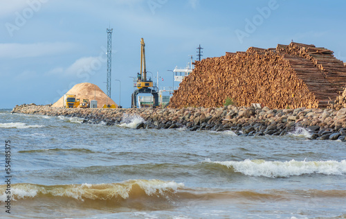 Timber export at Skultes port , Latvia. photo