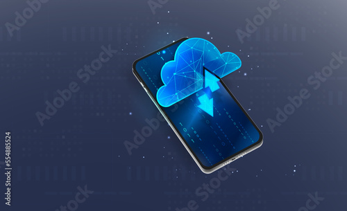 The Concept Of Cloud Computing. Secure data exchange on a laptop. Illustration of cloud technologies. The concept of global cloud computing. The business of web cloud technologies.