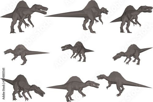 set of dinosaurs silhouettes