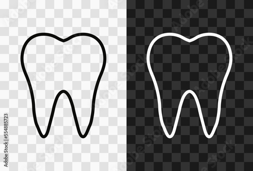 Tooth, high quality vector editable line icon. Tooth outline icon isolated on dark and light transparent backgrounds for UI design.