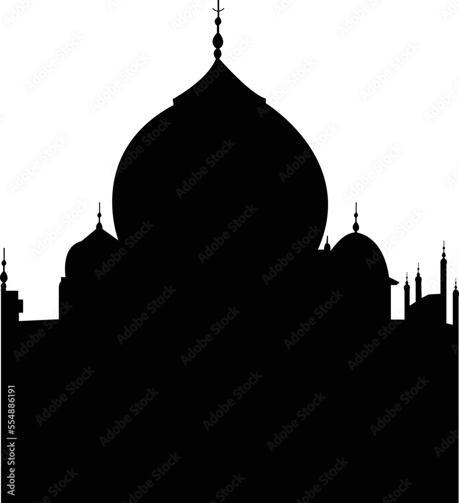 Taj Mahal world famous Landmark Silhouette. simple flat Vector illustration design. eps10. 