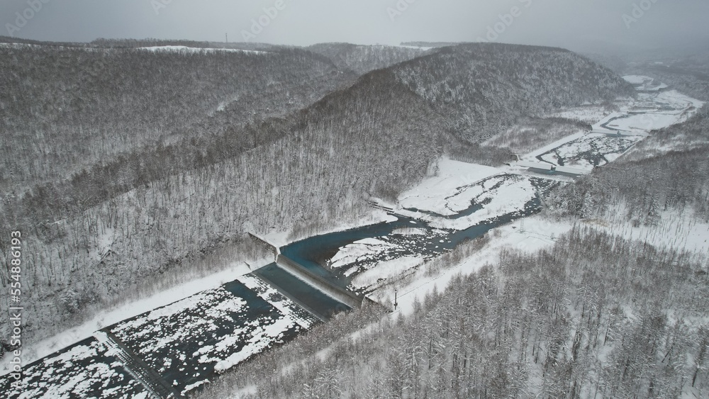 Furano, Japan - December 19, 2022: Furano and Biei During Winter Season