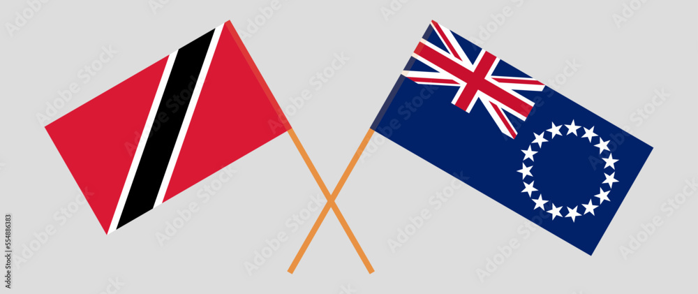 Crossed flags of Trinidad and Tobago and Cook Islands. Official colors. Correct proportion Crossed flags of Trinidad and Tobago and Cook Islands. Official colors. Correct proportion