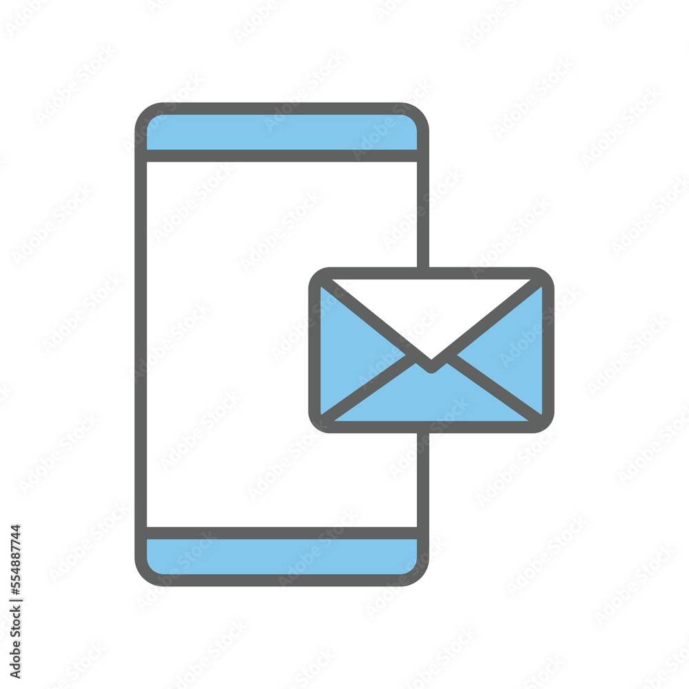 Colored mobile phone icon illustration with envelope. Two tone icon style. suitable for apps, websites, mobile apps. icon related to message. Simple vector design editable Colored mobile phone icon illustration with envelope. Two tone icon style. suitable for apps, websites, mobile apps. icon related to message. Simple vector design editable