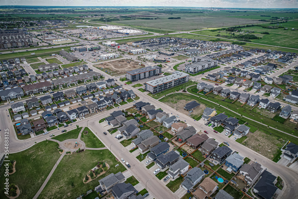 Kensington neighborhood Drone Aerial in Saskatoon, Canada