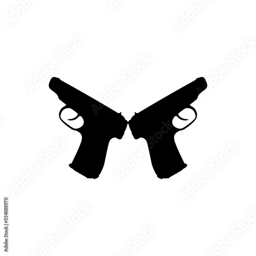 Silhouette Pistol Gun Pistol for Art Illustration, Logo, Pictogram, Website or Graphic Design Element. Vector Illustration
