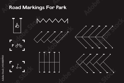 Horizontal road markings for park vector illustration.