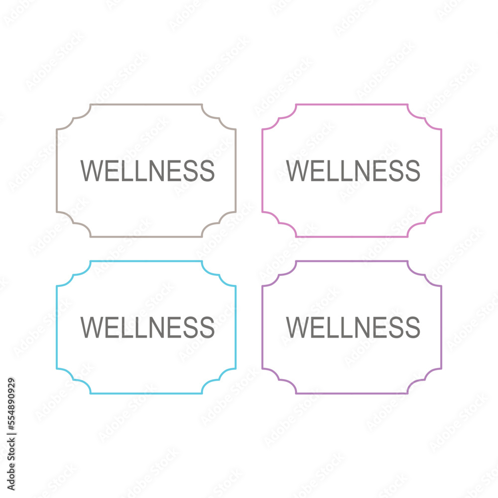 WELLNESS SIMPLE ORNAMENTAL DESIGN BADGES ISOLATED ON WHITE WELLNESS SIMPLE ORNAMENTAL DESIGN BADGES ISOLATED ON WHITE