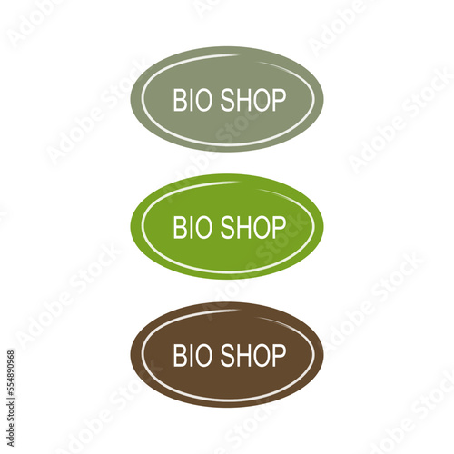 BIO SHOP ELLIPSE LABELS SET ISOLATED ON WHITE