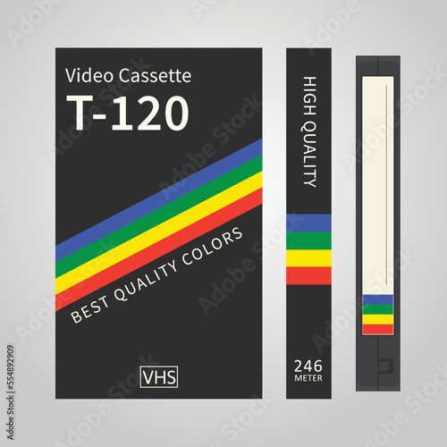 black vhs cassette cover template vector