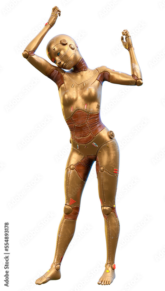 3D Rendering Female Robot on White 3D Rendering Female Robot on White