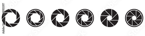 Aperture icon set. Camera lens diaphragm. Camera shutter icons.