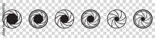Aperture icon set. Camera lens diaphragm. Camera shutter icons.