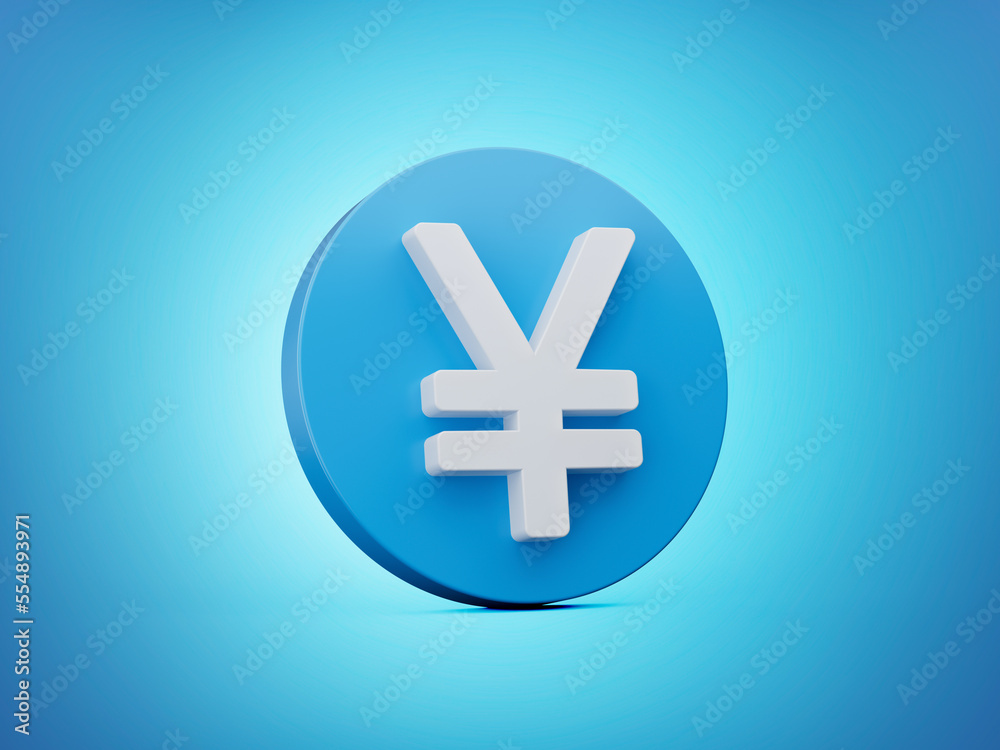 3d Yen symbol Blue White colors 3d illustration 3d Yen symbol Blue White colors 3d illustration