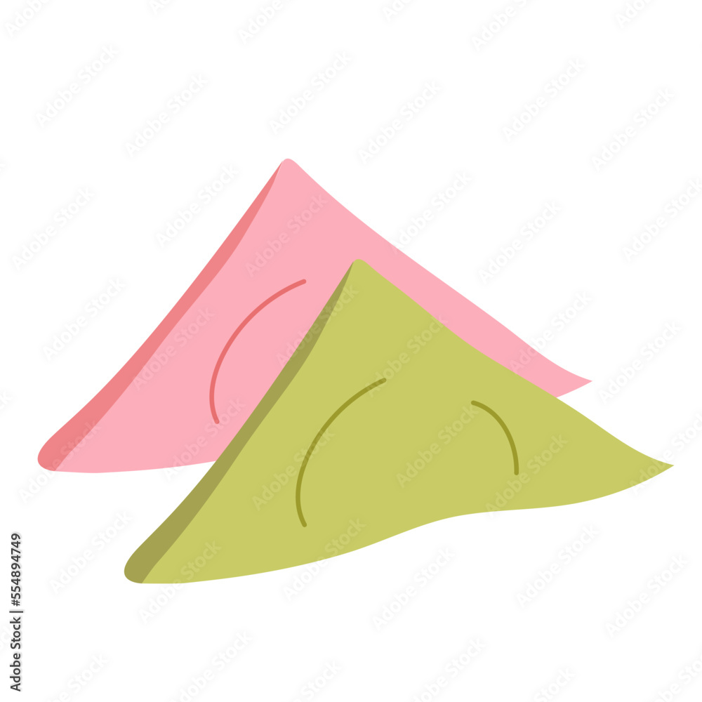Fototapeta premium Yatsuhashi. Traditional sweet, made from glutinous rice flour (mochi), sugar and cinnamon. Japanese sweet dessert. Flat vector illustration isolated on white background.