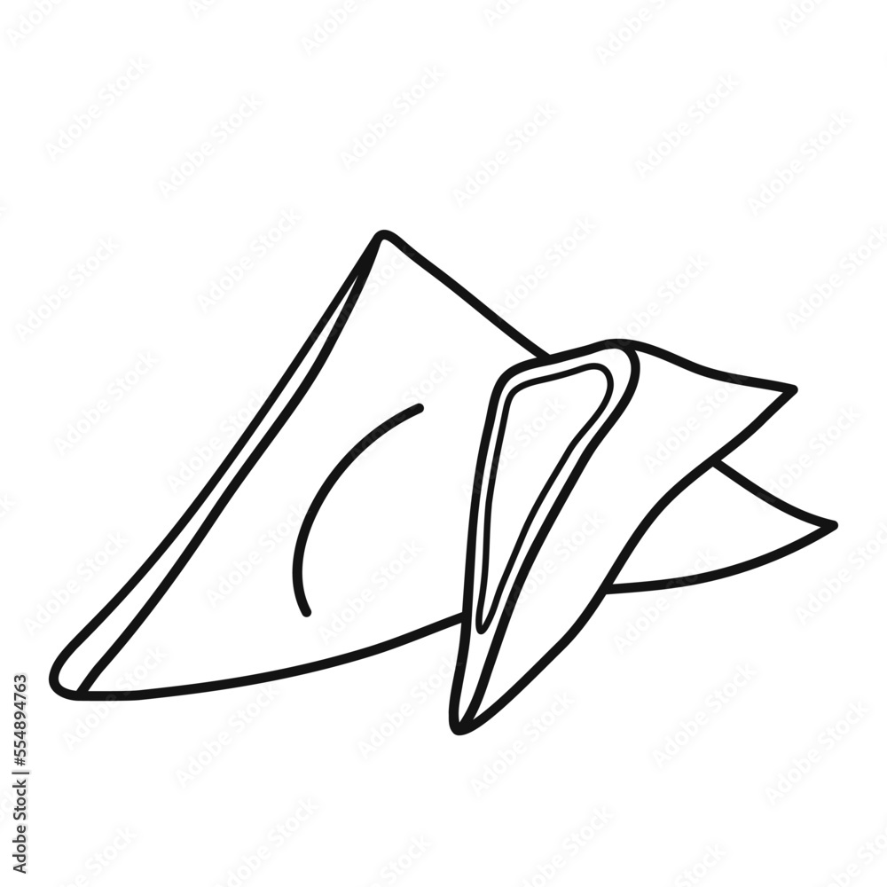 Yatsuhashi. Japanese dessert, wagashi. Hand drawn asian sweet food element icon. Isolated vector illustration in doodle line style. Yatsuhashi. Japanese dessert, wagashi. Hand drawn asian sweet food element icon. Isolated vector illustration in doodle line style.