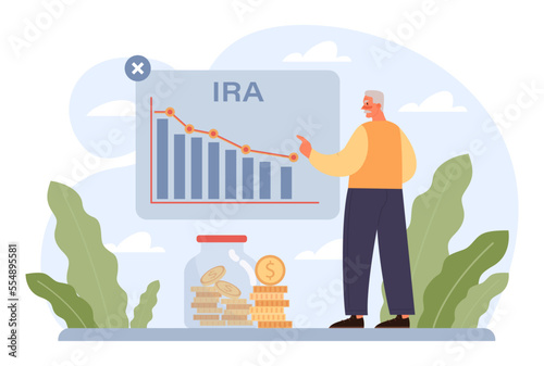 Retirement savings. Future pension plan. Senior character successfully