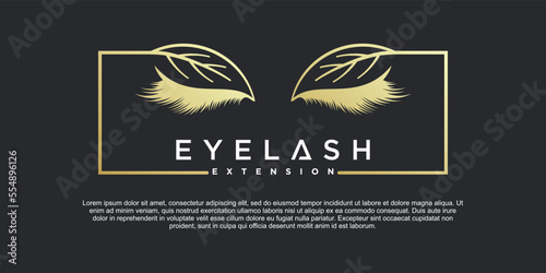 Modern eyelash logo design template with gold gradient concept Premium Vektor