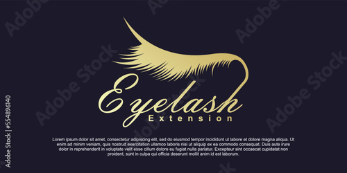 Modern eyelash logo design template with gold gradient concept Premium Vektor