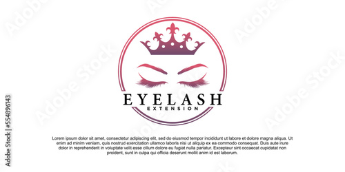 Luxury eyelash extension logo design with modern element concept Premium Vektor