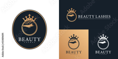 Modern eyelash icon logo for female beauty salon Premium Vektor