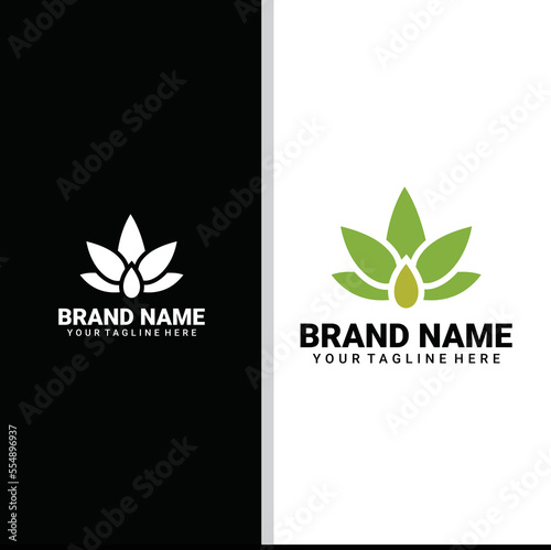 Cannabis hemp marijuana cbd oil logo design template
