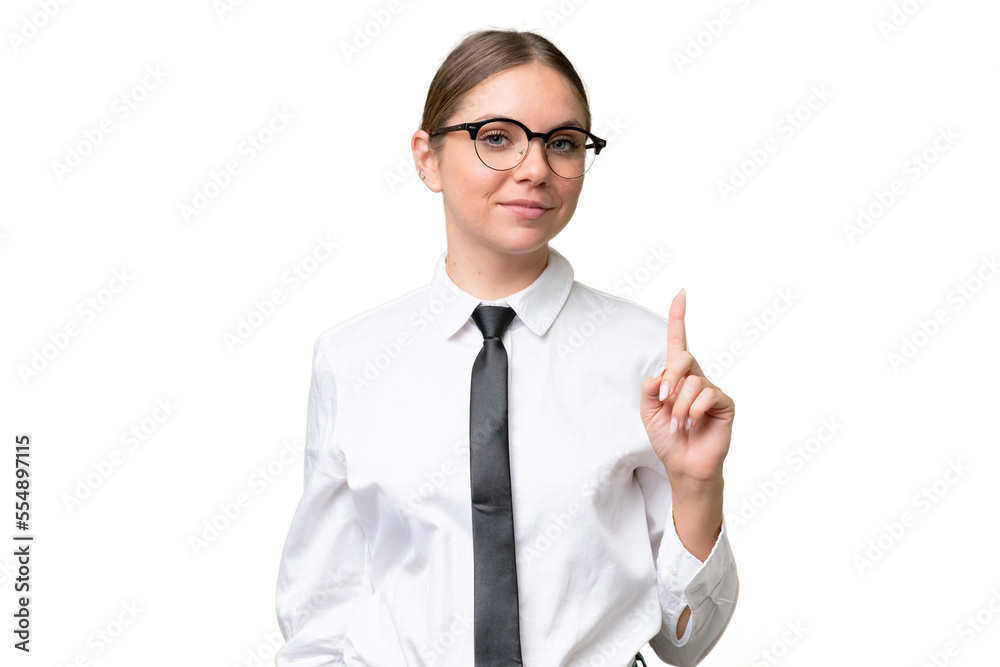 Young business caucasian woman over isolated background pointing with the index finger a great idea Young business caucasian woman over isolated background pointing with the index finger a great idea