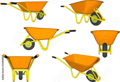 set of wheelbarrow tool vector design with white background