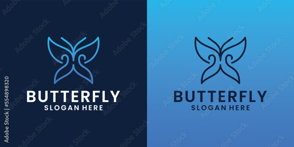Butterfly monoline luxury logo design inspiration