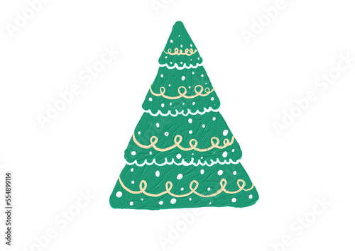 Hand drawn oil brush stroke Christmas tree with star isolated on png or transparent background. Graphic resources for New Year, Birthdays and luxury card.