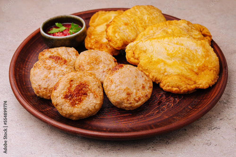 Chicken cutlets from minced meat on plate Chicken cutlets from minced meat on plate