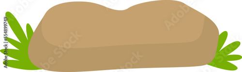 Stone with grass flat icon Tropical ecosystem landscape