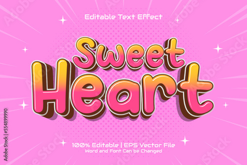 Sweet Heart Valentine Text Effect Editable Cartoon Style